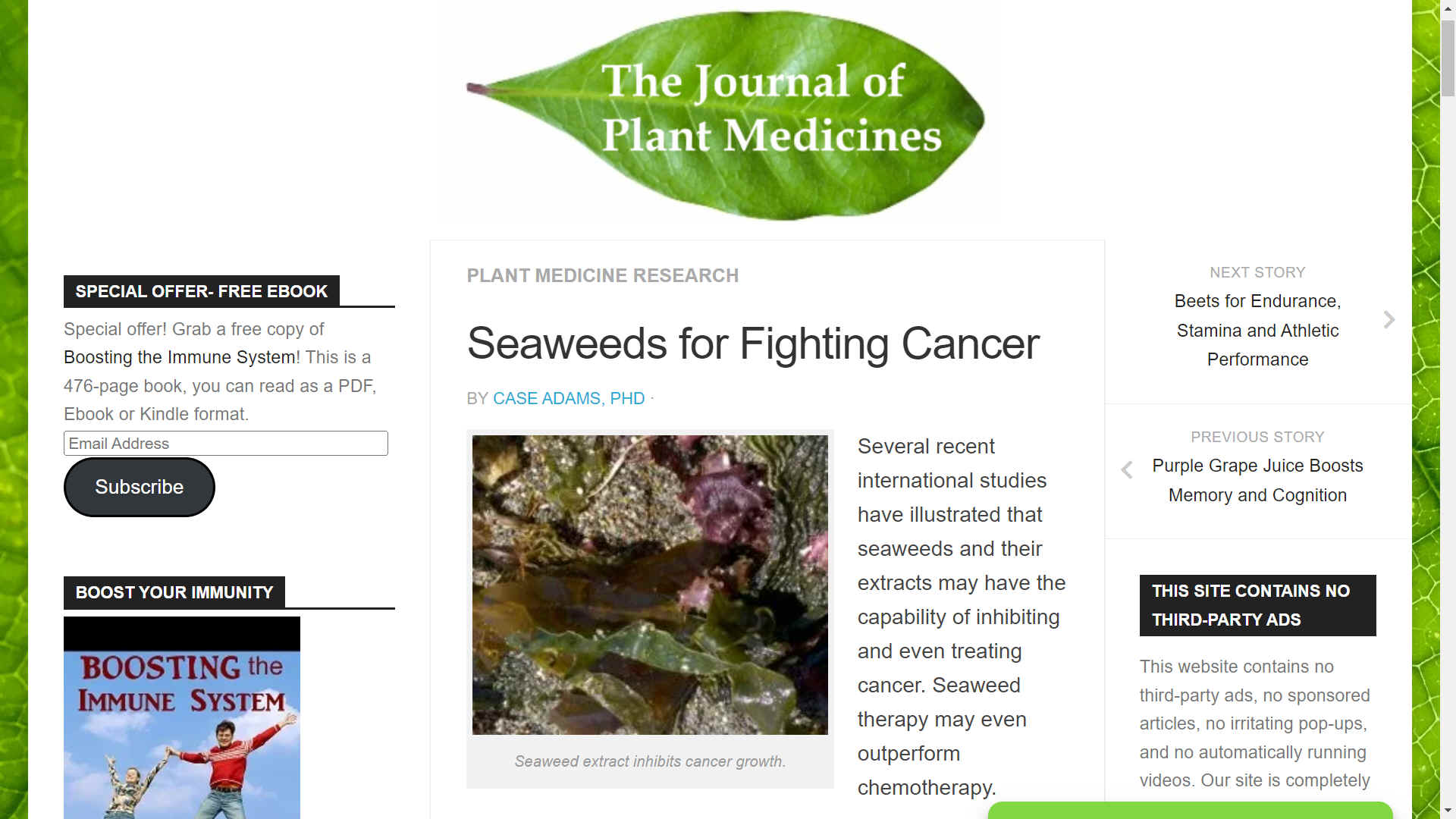 The Journal of Plant Medicines - Seaweeds for fighting cancer