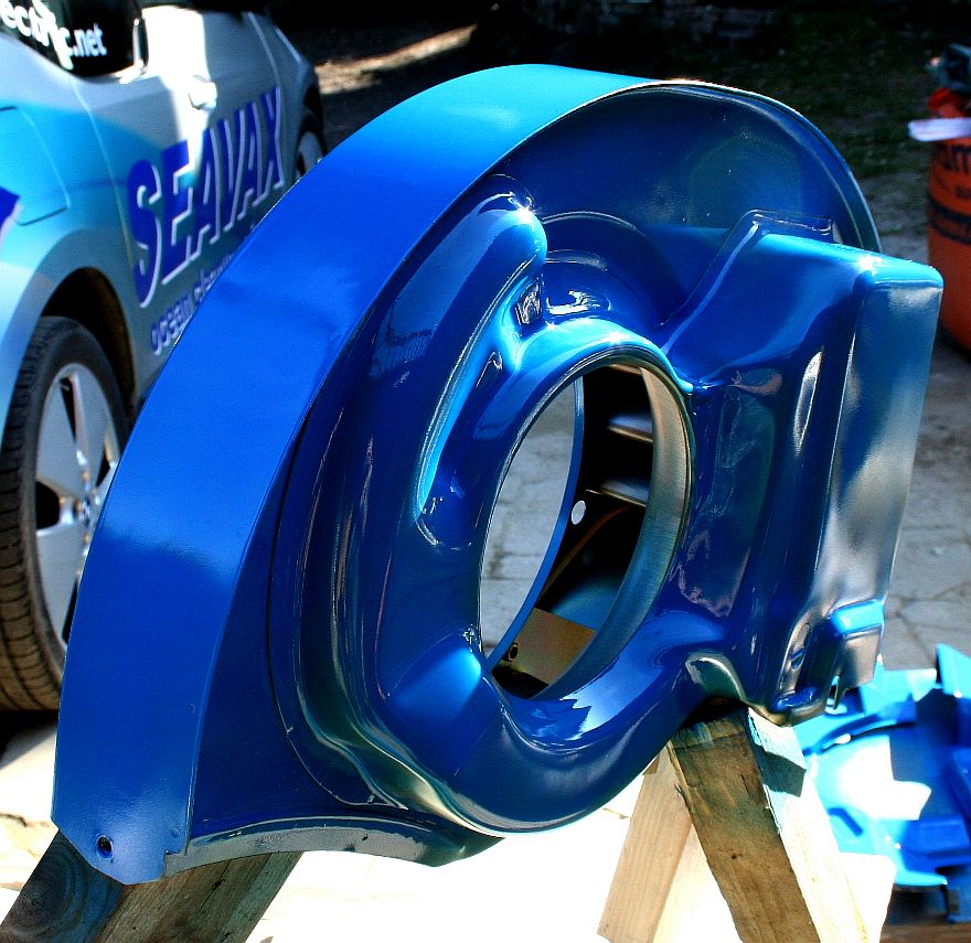 Volkwagen air cooled engine tinware fan shroud painted blue